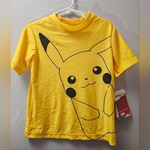 NWT Pokemon Pikachu Short Sleeve Rash Guard‎ Boys Yellow Swim Top Shirt Size XS